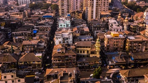 High angle view of Grant Road area in Mumbai downtown time lapse Stock Footage 119138235