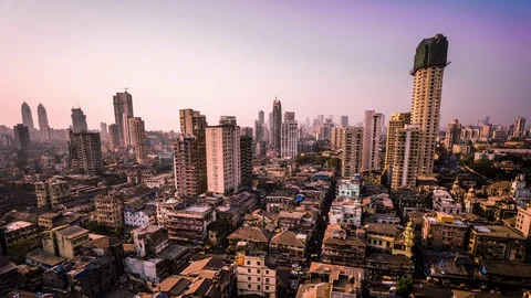 High angle view of Grant Road area in Mumbai downtown time lapse Stock Footage 119138260