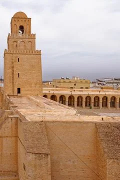High Angle View of Great Mosque of Kairouan Architectural Complex Stock Photos