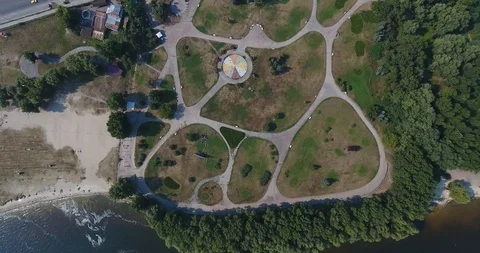 High Angle View Grids Of Trails In A Park Stock Footage 94757602