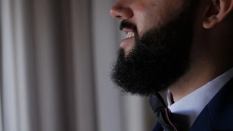 High angle view of groom's kit preparing for his wedding. He's excited and can't Stock Footage 89560117