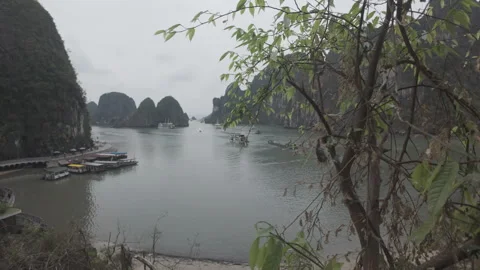 High angle view of halong bay area dolly forward shot Видео 287593756