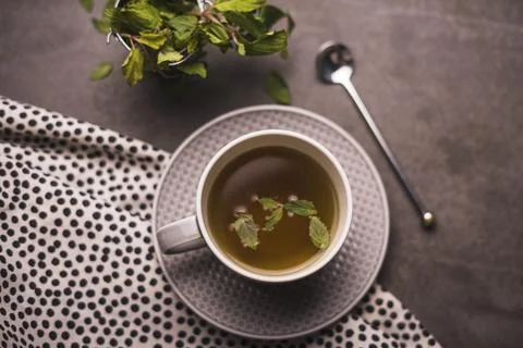 High angle view herbal tea table Stock Photos