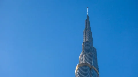 High angle view to a highest tower in the world, Burj Khalifa, Dubai UAE Stock Footage 113055861
