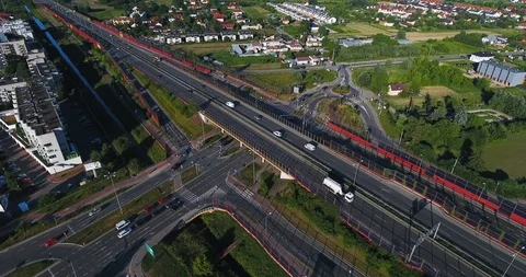 High Angle View Of Highway Intersection Stock Footage 91105485