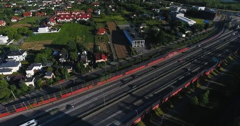 High Angle View Of Highway With Traffic Stock Footage 91105525