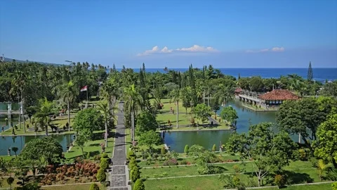 High Angle View of the Historic Taman Ujung Water Palace in Bali Stock Footage 340321321