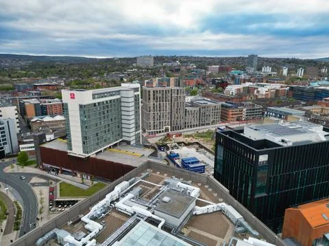 High Angle View of Historical Sheffield City of England UK Stock Photos