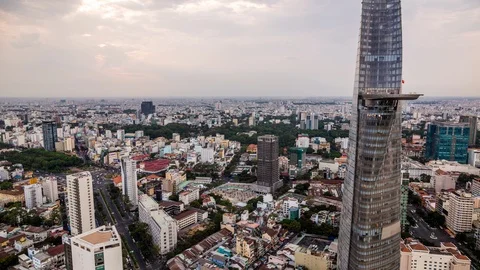 High angle view of Ho Chi Minh City downtown, Vietnam time lapse Vídeo Stock 116875391