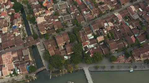 High angle view of Hoi An ancient town 4K footage Stock Footage 162668378