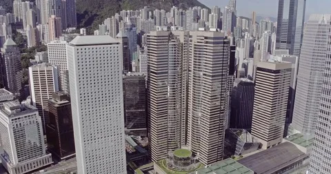 High angle view of Hong Kong city Stock Footage 70407736
