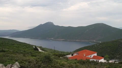 High angle view from a house over bay Stock Footage 40353102