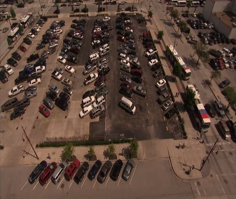 High angle view of Houston parking lot Stock Footage 86697496