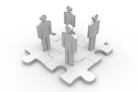 High angle view of human standing on jigsaw puzzle Stock Photos