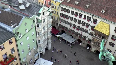 High angle view of Innsbruck Old Town. 스톡 동영상 145210282