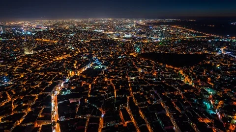 High angle view of Istanbul, Turkey time lapse at night Stock Footage 116916183