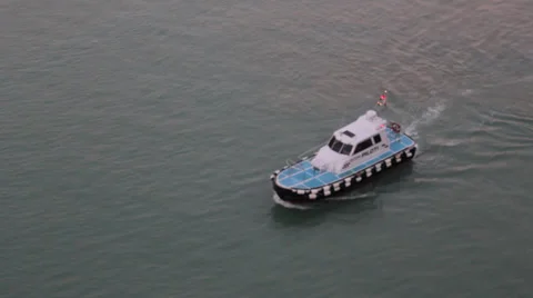 High angle view of italian pilot boat at sea Stock Footage 36778418