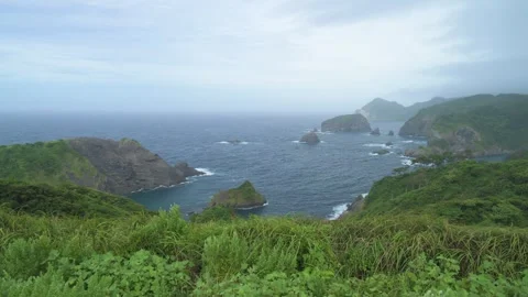 High angle view of Izu Peninsula on a moody day Stock Footage 315011421