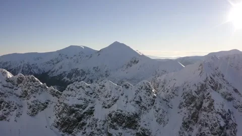 High Angle View of Jagged Snow-Covered Mountain Peaks Stock Footage 332259678
