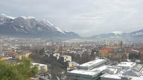 High angle view of Karwendel Alps and the city of Innsbruck Stock Footage 61401578