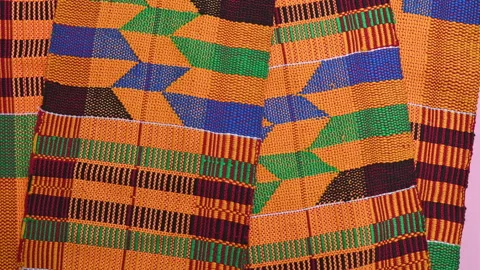 High angle view of Kente cloth Stock Footage 231599925