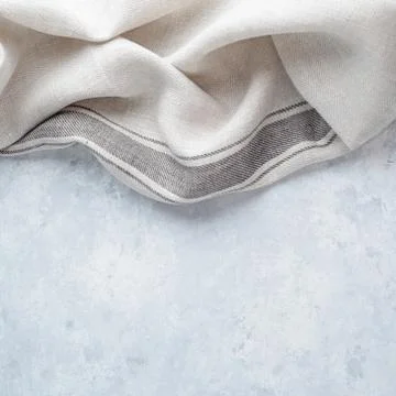 High Angle View of kitchen cloth napkin on gray background with copy space Stock Photos