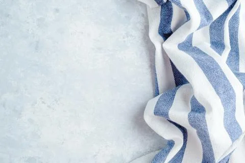 High Angle View of kitchen cloth napkin on gray background with copy space Stock Photos