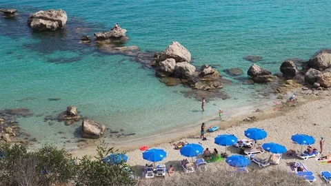 High Angle View of Konnos Beach from the Bay Side, Cyprus Stock Footage 100655778