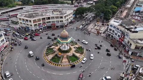 High angle view of Krishnaraja Wadiyar IV Circle or kr circle with regular .. Video stock 330988995