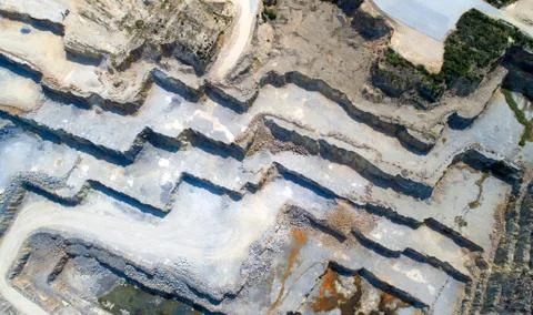 High angle view of La Clarte stone quarry in La roche Bernard Stock Photos