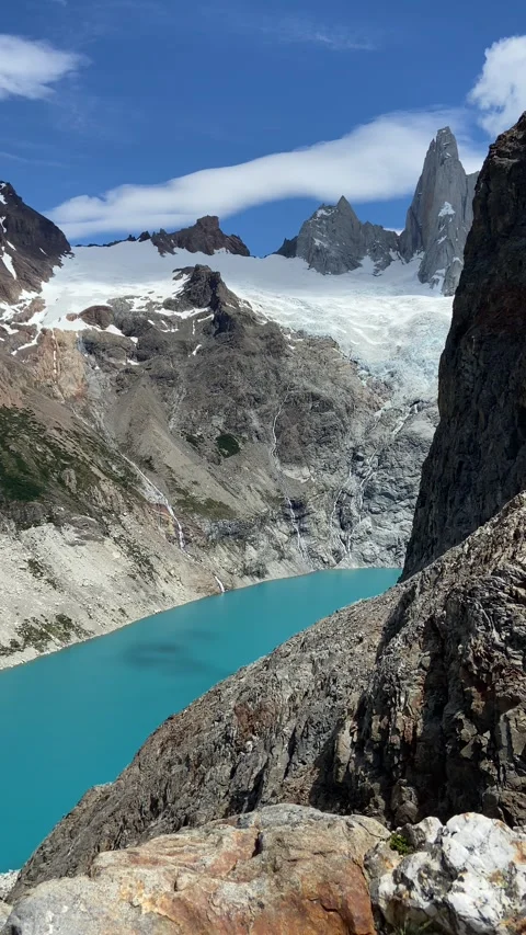 High Angle View of Laguna Sucia in El Chalten, Argentina Stock Footage 327732254