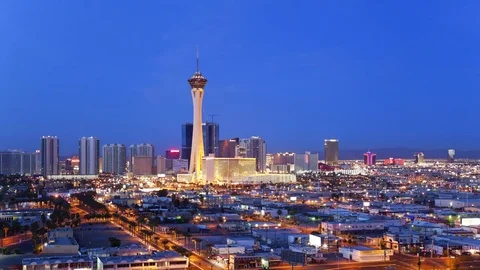High Angle View of the Las Vegas Strip as Night Becomes Day Video stock 76556524