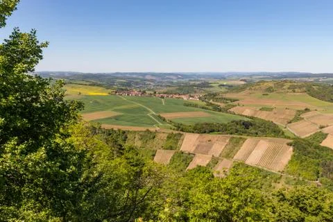 High angle view from the Lemberg of Duchroth Nahe Stock Photos