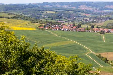 High angle view from the Lemberg of Duchroth Nahe Stock Photos