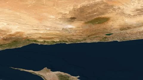 High angle view of the Levant coastline, natural geography of Lebanon and Israel Stock Illustration