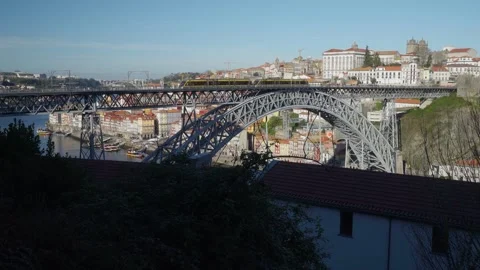 High angle view looking down at the lower deck of the iron bridge. Stock Footage 327624776
