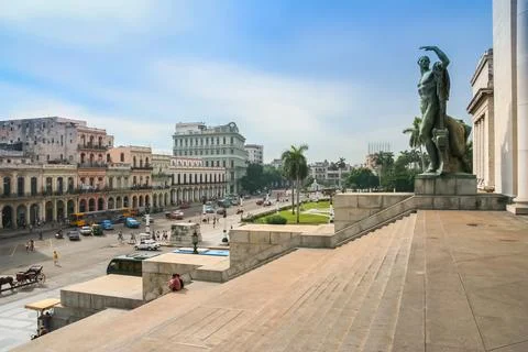 High-angle view looking over the city from the steps of El Capitolio in Havan Stock Photos