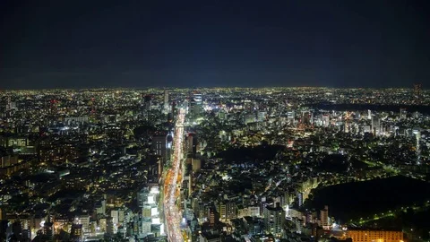 High Angle View Looking Toward Shibuya, Tokyo at Night Video stock 76790470