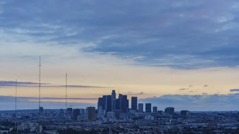 High angle view of Los Angeles cityscape Stock Footage