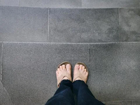 High Angle View of Low Section of Woman with Casual Clothing Stock Photos