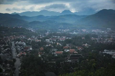 High angle view of Luang Prabang town ,Luangprabang is one of world heritag.. 写真素材