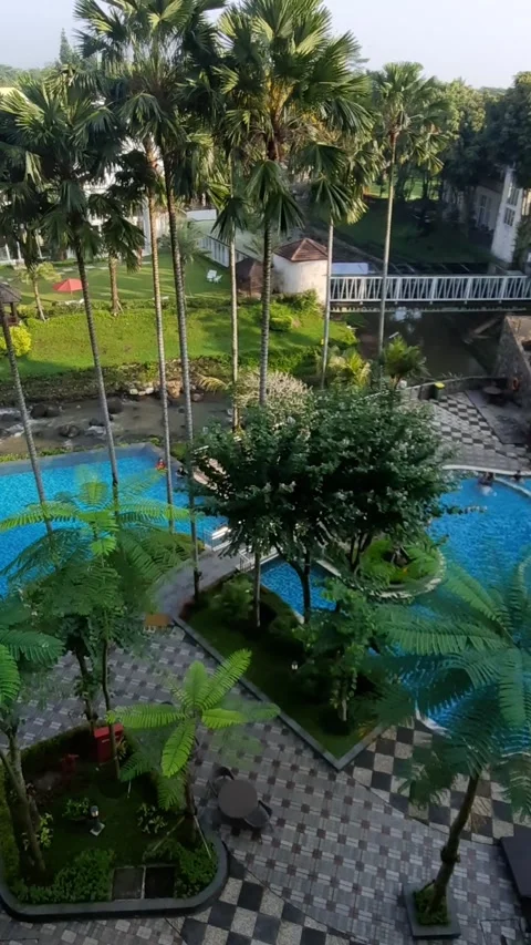 High Angle View of Luxury Resort Pool Stock Footage 331420908