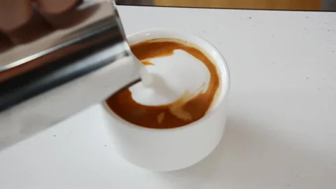 High angle view . Making latte art . Stock Footage 230119183