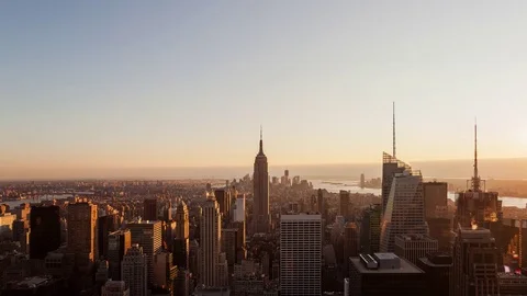 High Angle View of Manhattan as Day Becomes Night Video stock 76791727