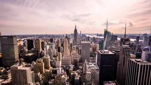 High angle view of Manhattan district in New york and the Empire State building Stock Footage 119141301