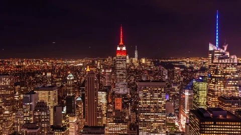 High angle view of Manhattan district in New york and the Empire State building Stock Footage 119141631