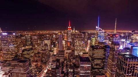 High angle view of Manhattan district in New york and the Empire State building Stock Footage 119141707
