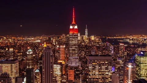 High angle view of Manhattan district in New york and the Empire State building Stock Footage 119141718