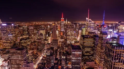 High angle view of Manhattan district in New york and the Empire State building Stock Footage 119141776