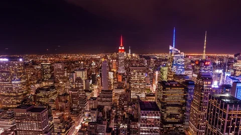 High angle view of Manhattan district in New york and the Empire State building Stock Footage 119141799